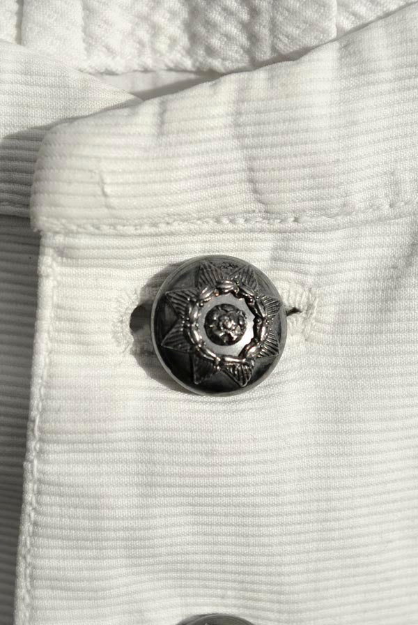 Antique White Ribbed Mess Waistcoat • Silver East Yorksire Regiment Buttons