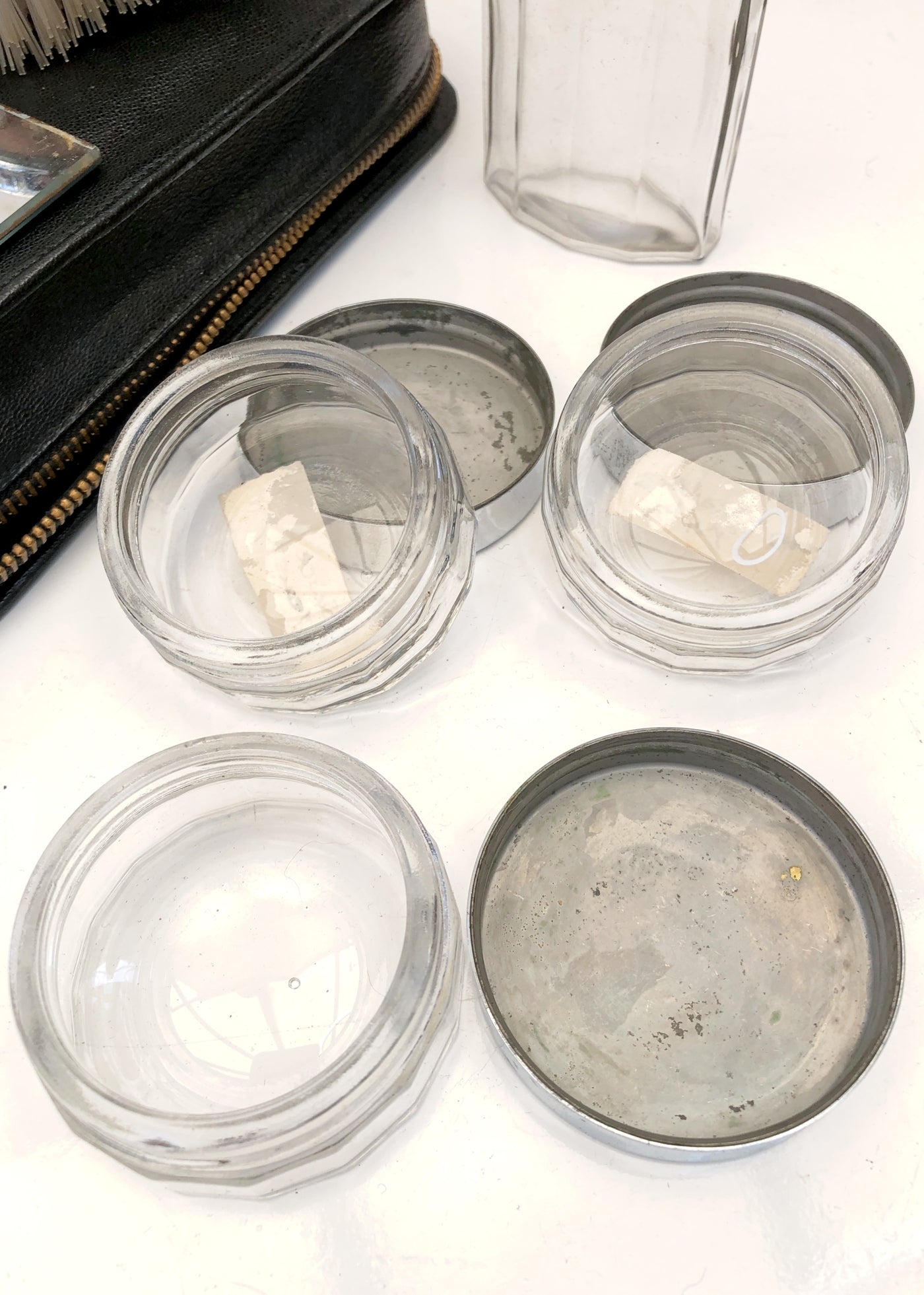 Vintage 50s Women's Travel Grooming Vanity Kit • Leather Case