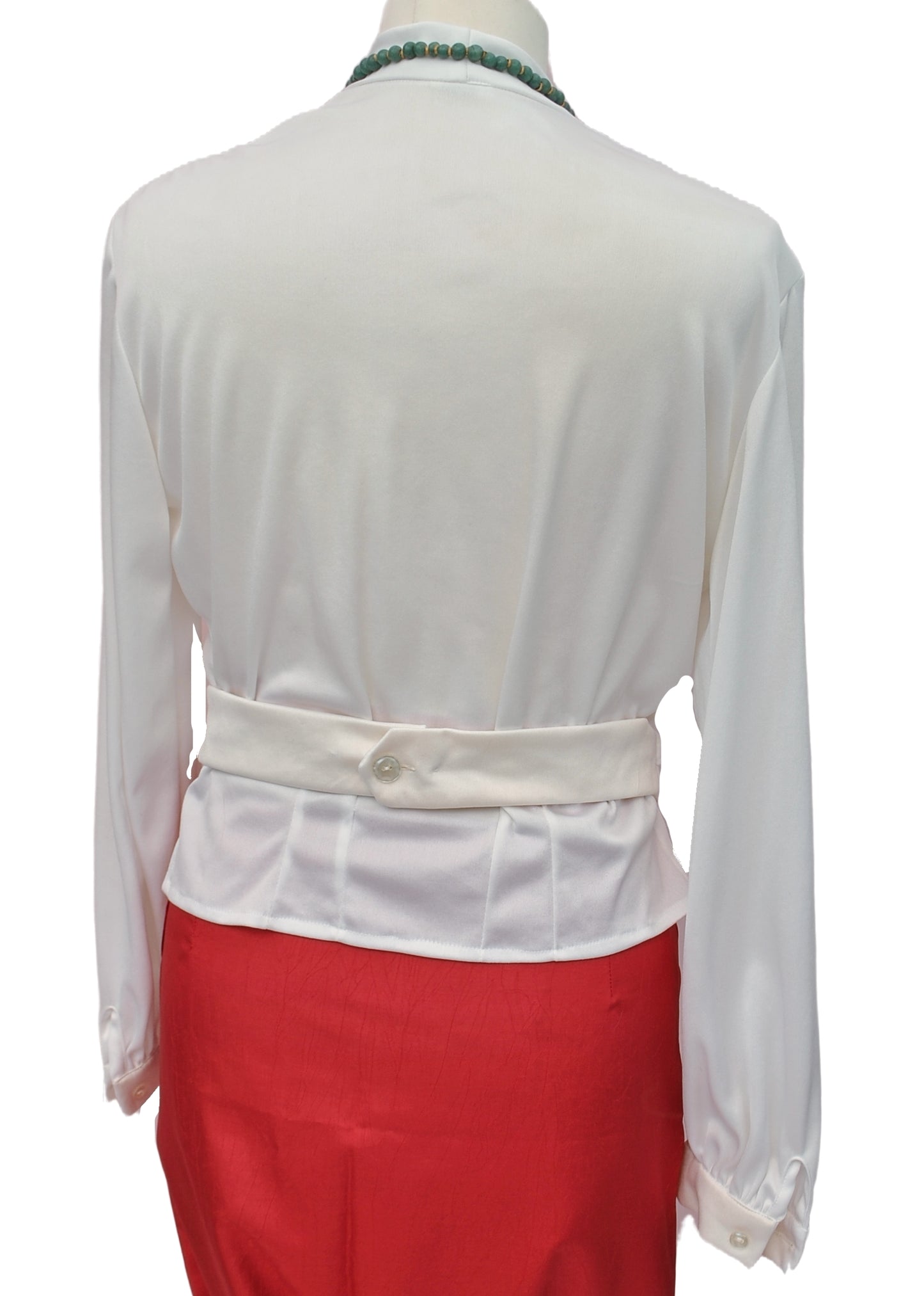 1970s Vintage White Wraparound Blouse