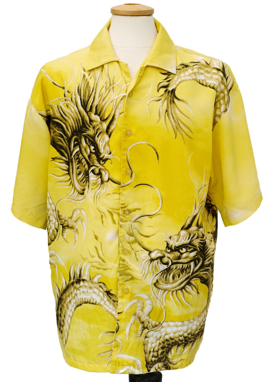 yellow dragon short sleeve summer shirt for men, hawaiian shirt to fit 44 chest