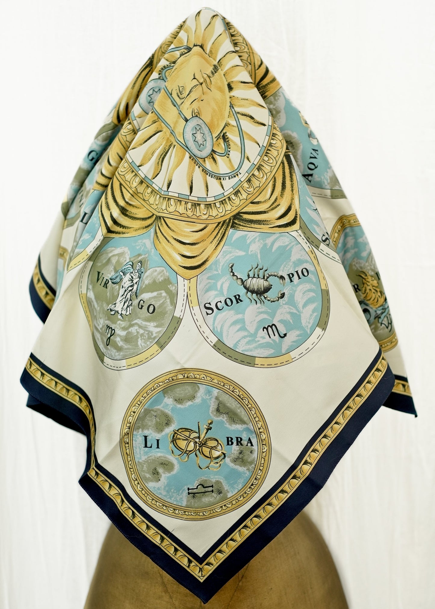 Vintage zodiac scarf with astrology symbols design