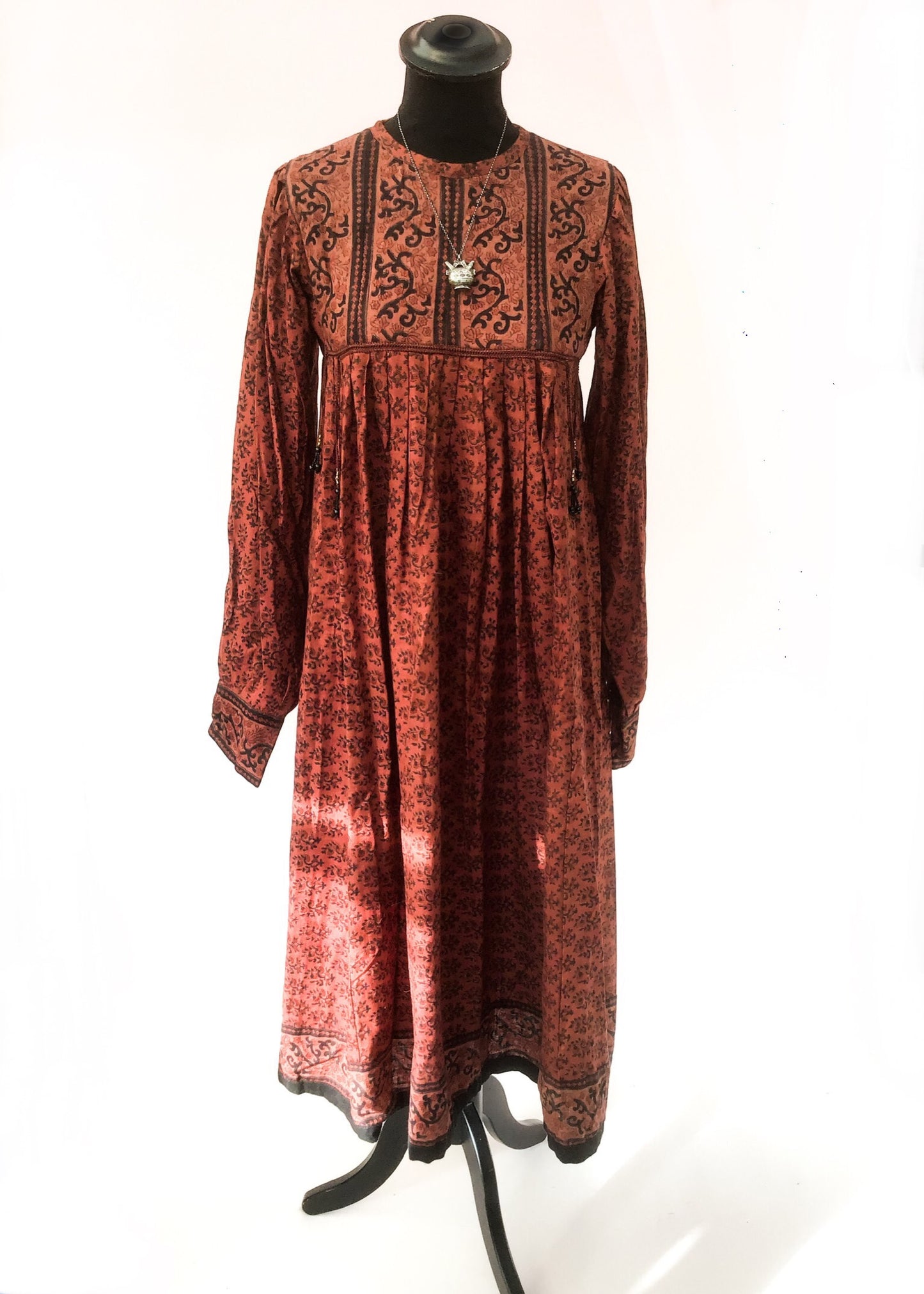 1970s Vintage Block Printed Ayesha Davar Dress