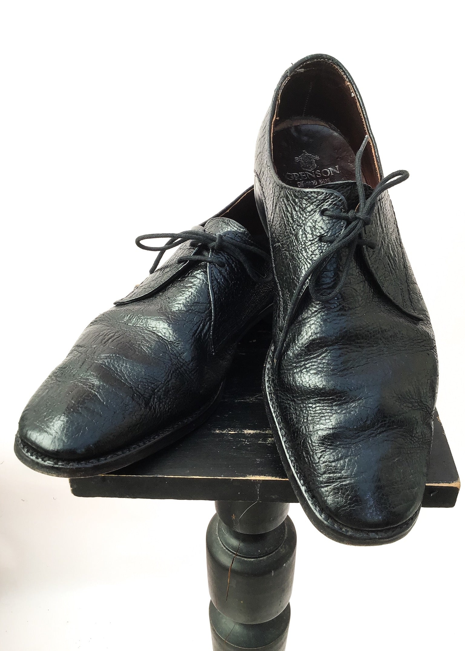 Buy size 8.5 vintage antelope black leather lace up shoes by grenson.