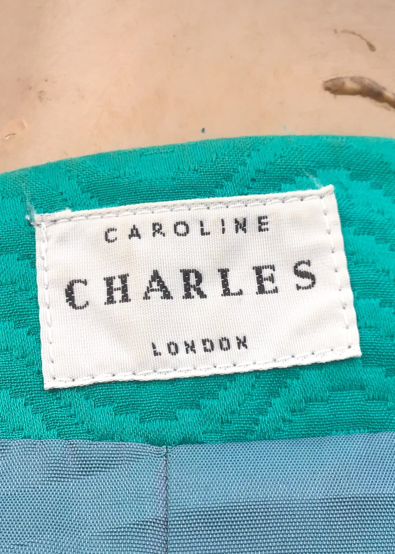 1990s Vintage Caroline Charles Tailored Turquoise Skirt Suit