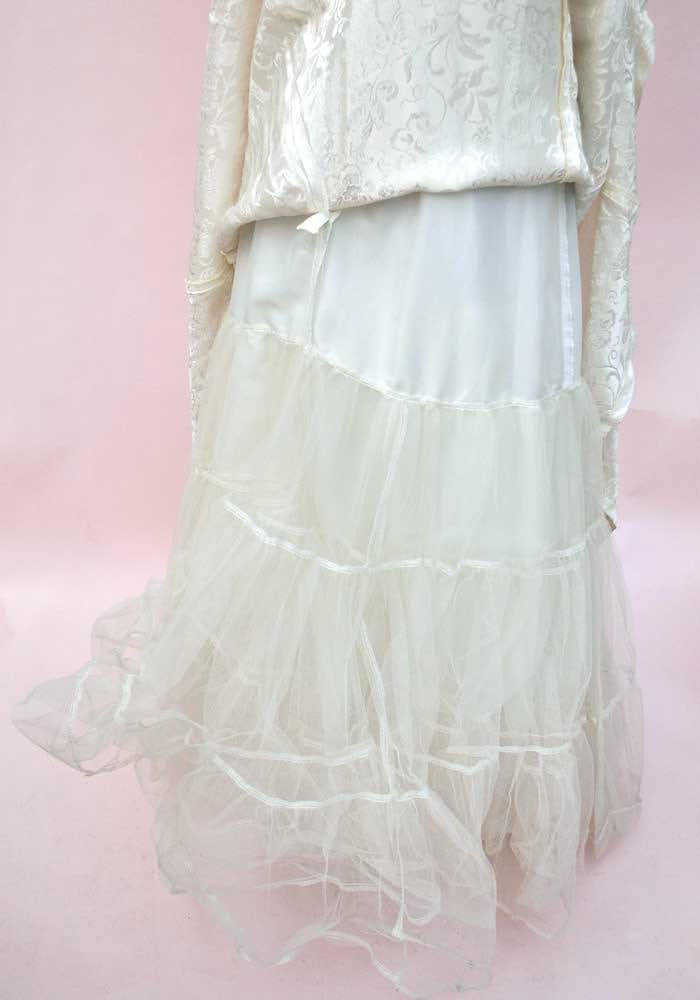 1960s Vintage Frances Lee White Damask Ball Gown • Wedding Dress