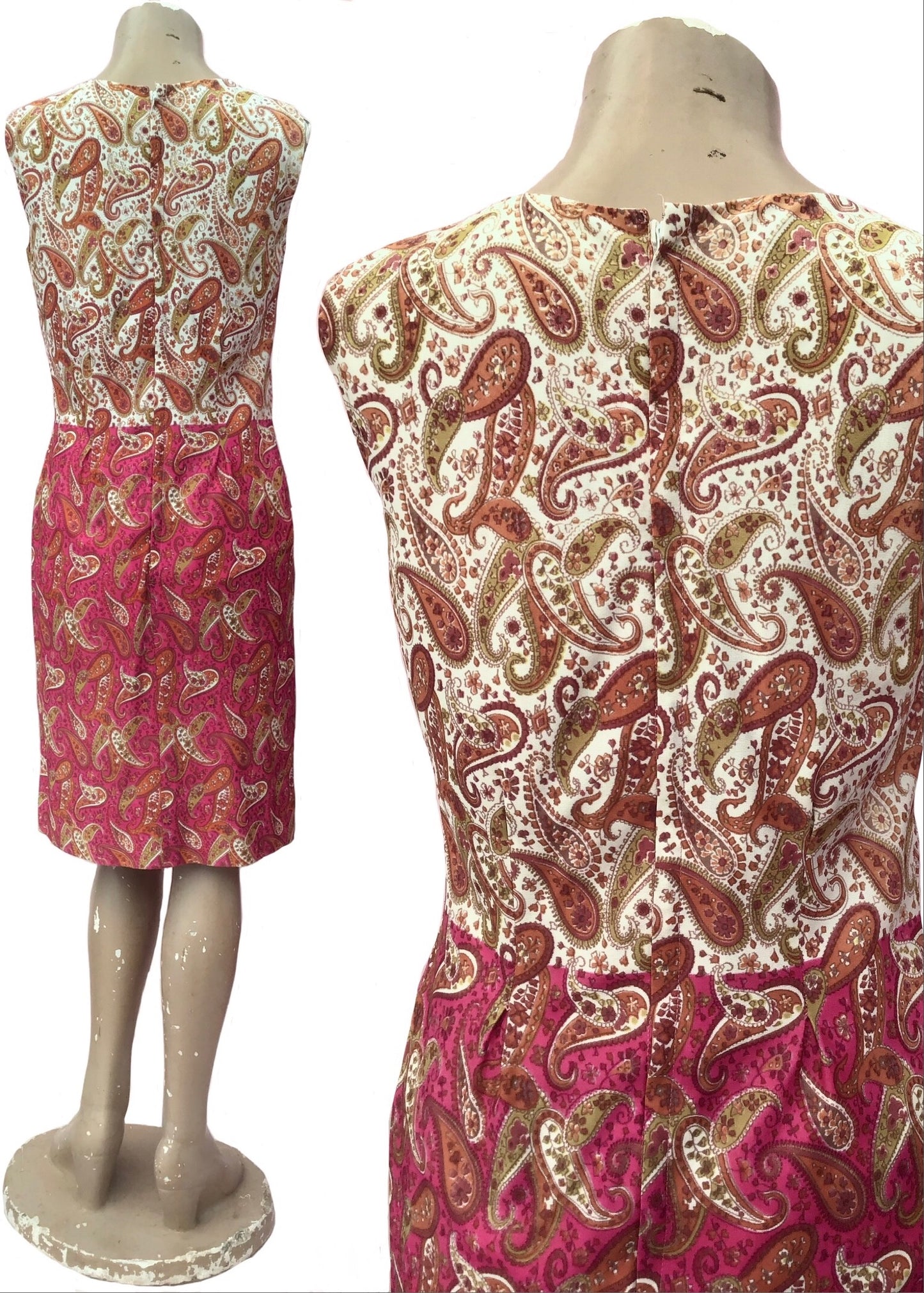 1960s Pink Paisley Nylon Mini Shift Dress • Mod
