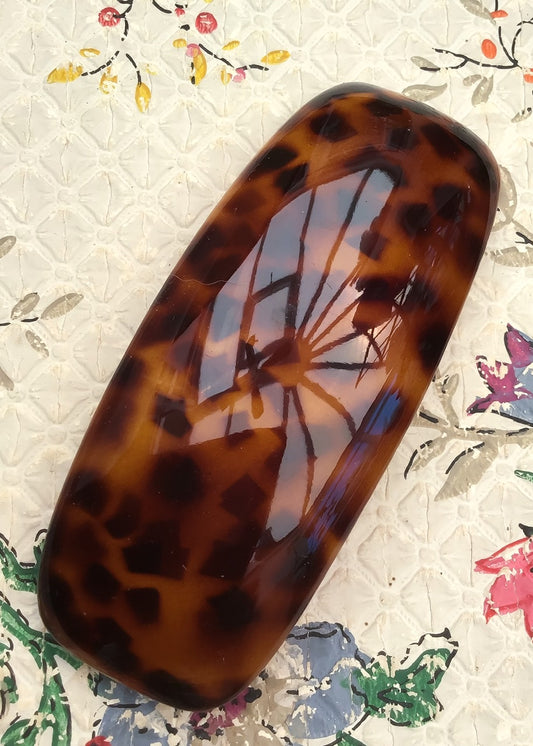 Faux leopardprint vintage hair slide made in France