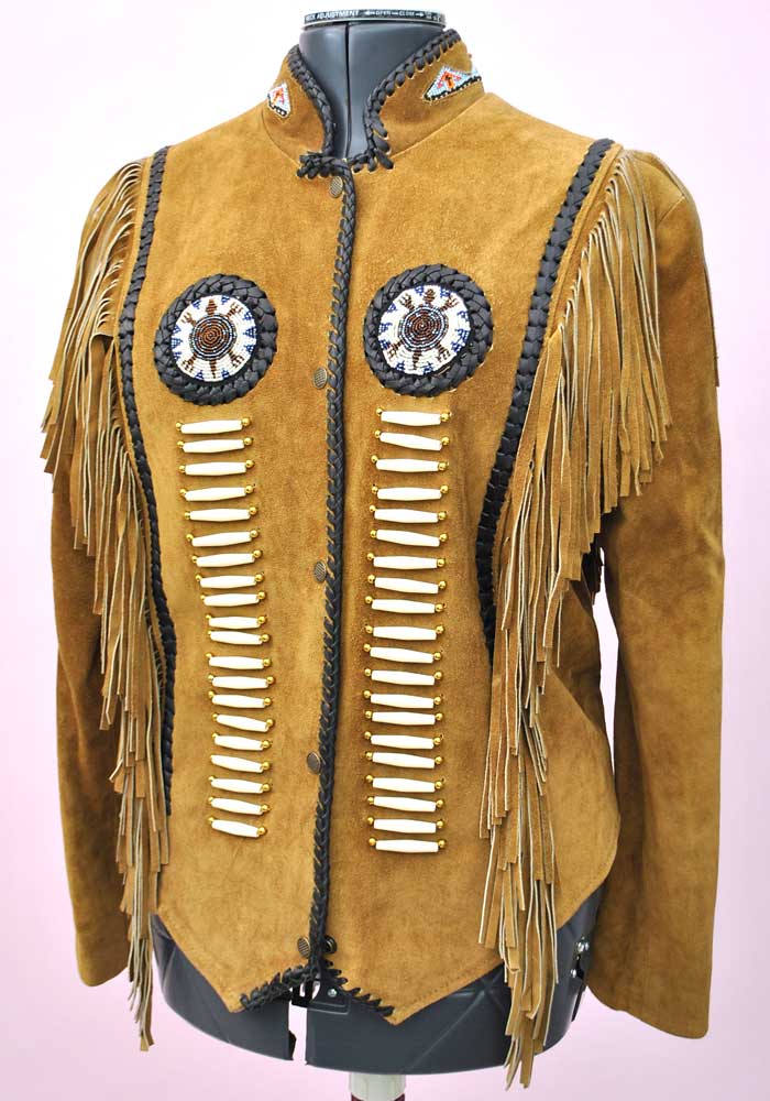 vintage indian beaded fringed suede jacket