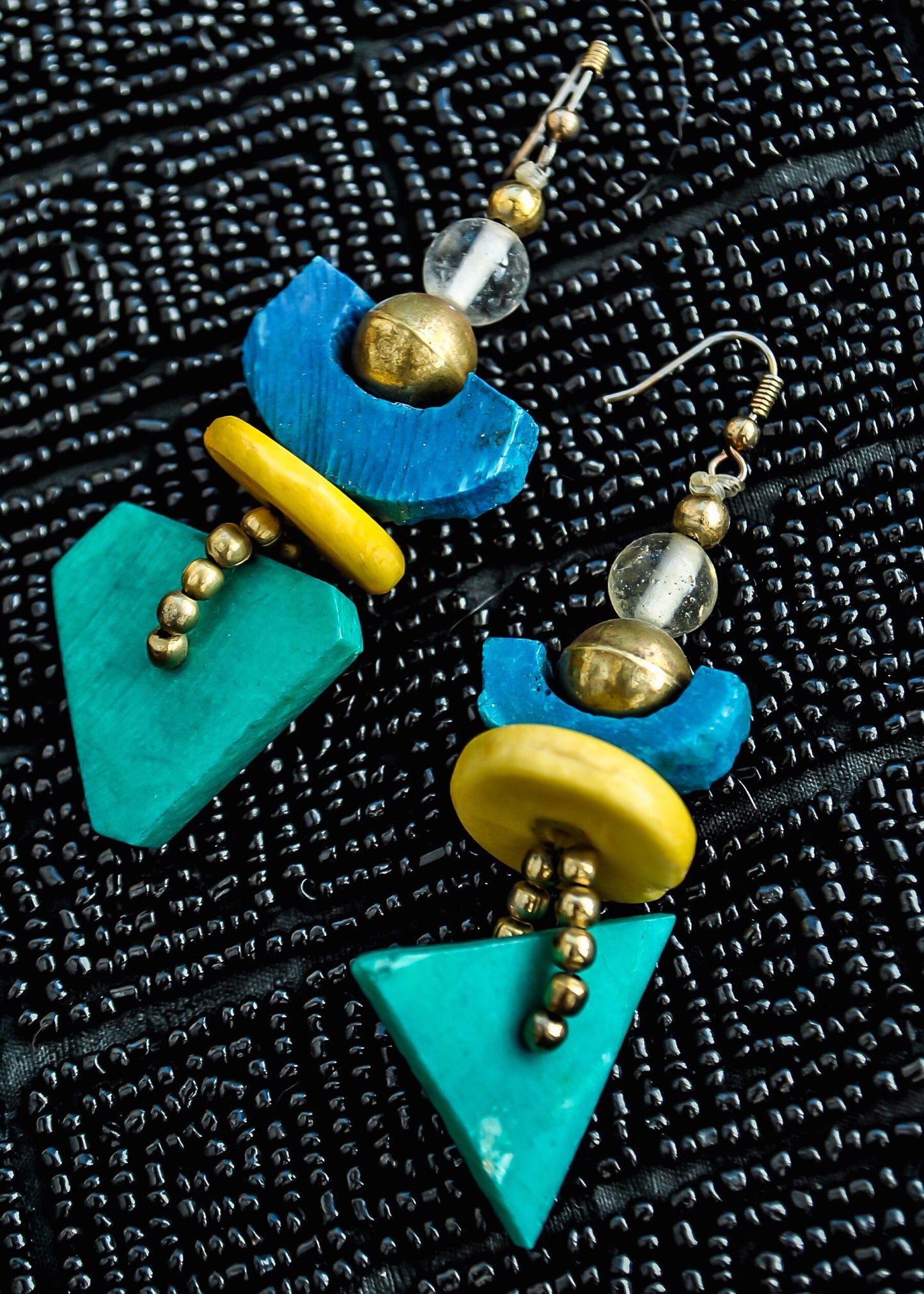 1960s Vintage Abstract Modernist Colourful Plastic Earrings