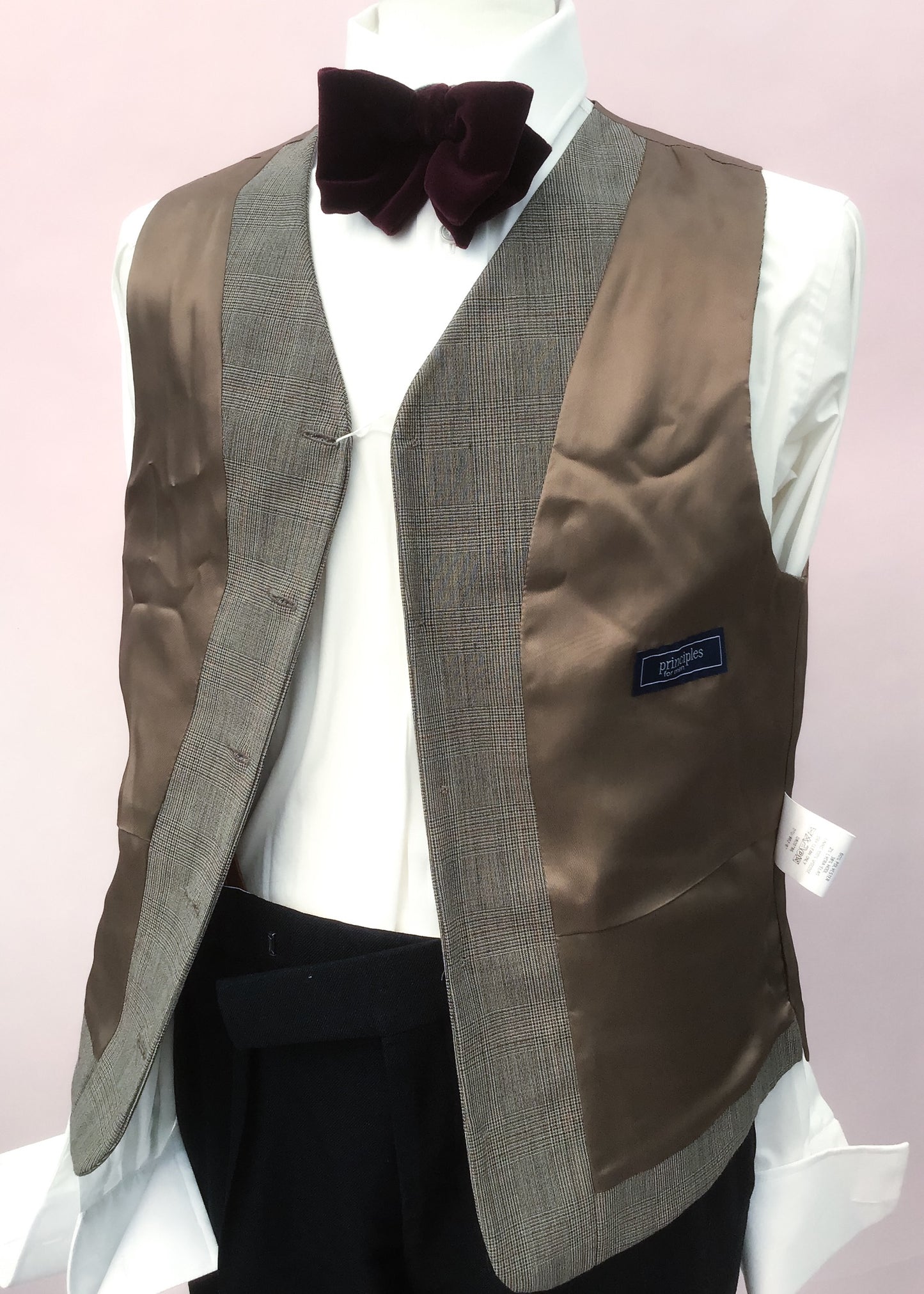 1970s Prince of Wales Check Waistcoat by Principles 38”