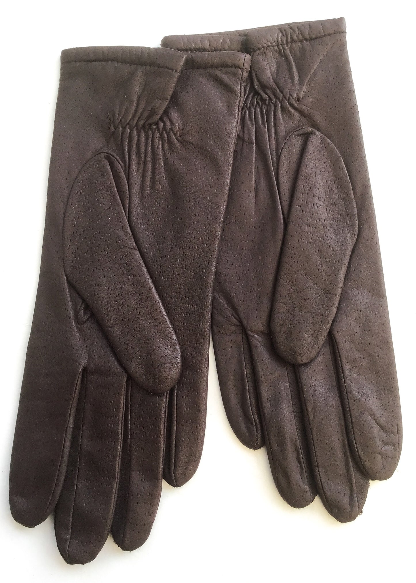 Preloved Unisex Brown Leather Gauntlet Gloves • St Michael • Size L