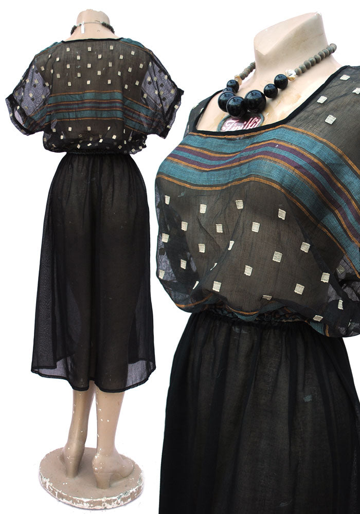 vintage deco 30s see through gauze gypsy top and skirt