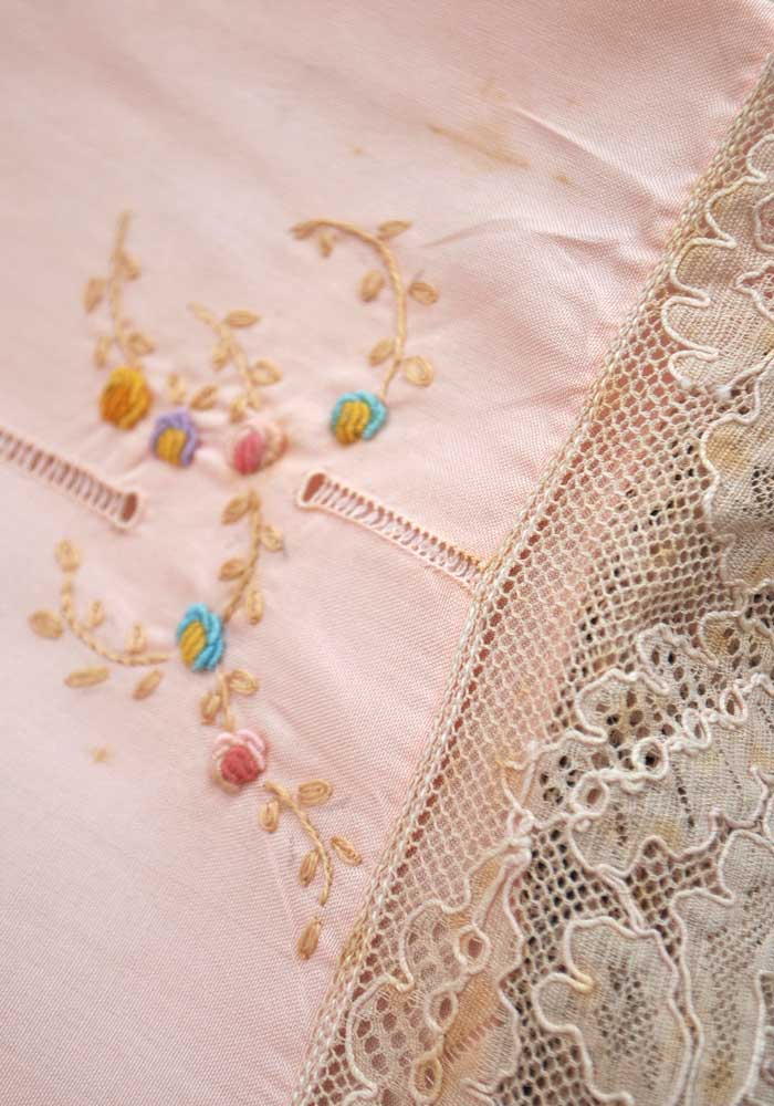 beautifully hand embroidered vintage deco silk underwear, never worn
