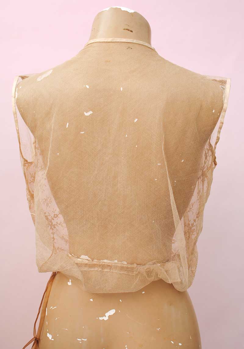 sheer net back, vintage deco lingerie camisole top