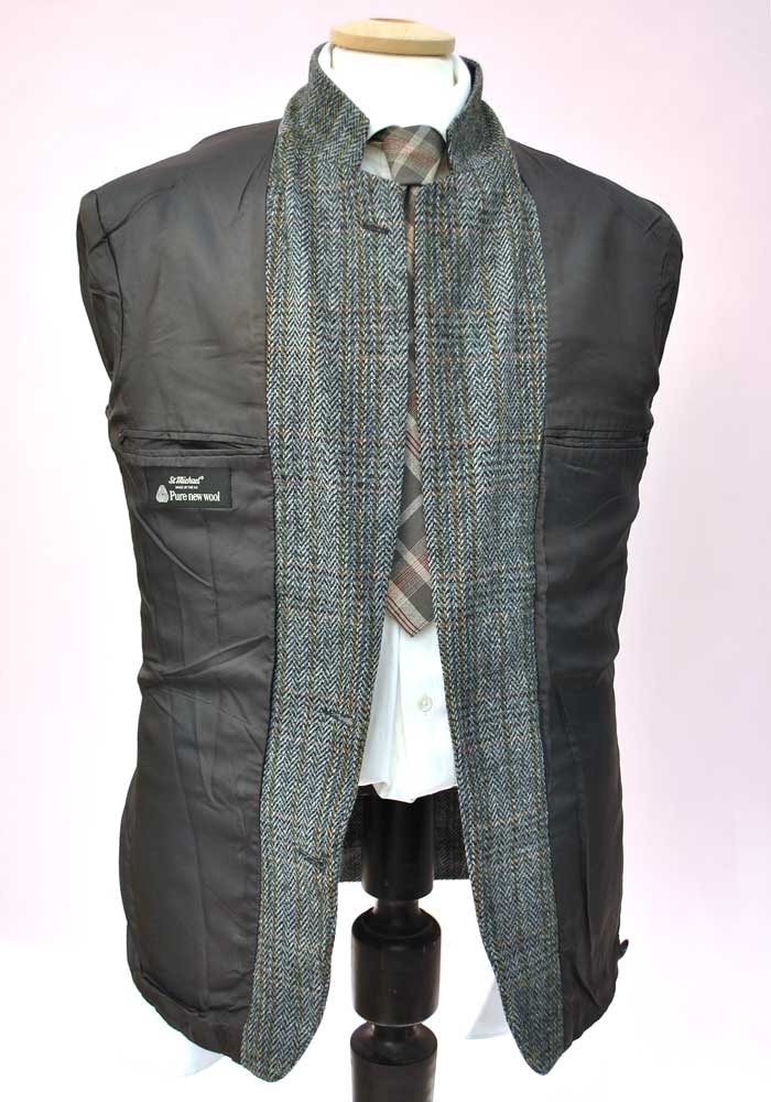 Vintage Grey Check Lightweight Tweed Sports Jacket • St Michael • 38"