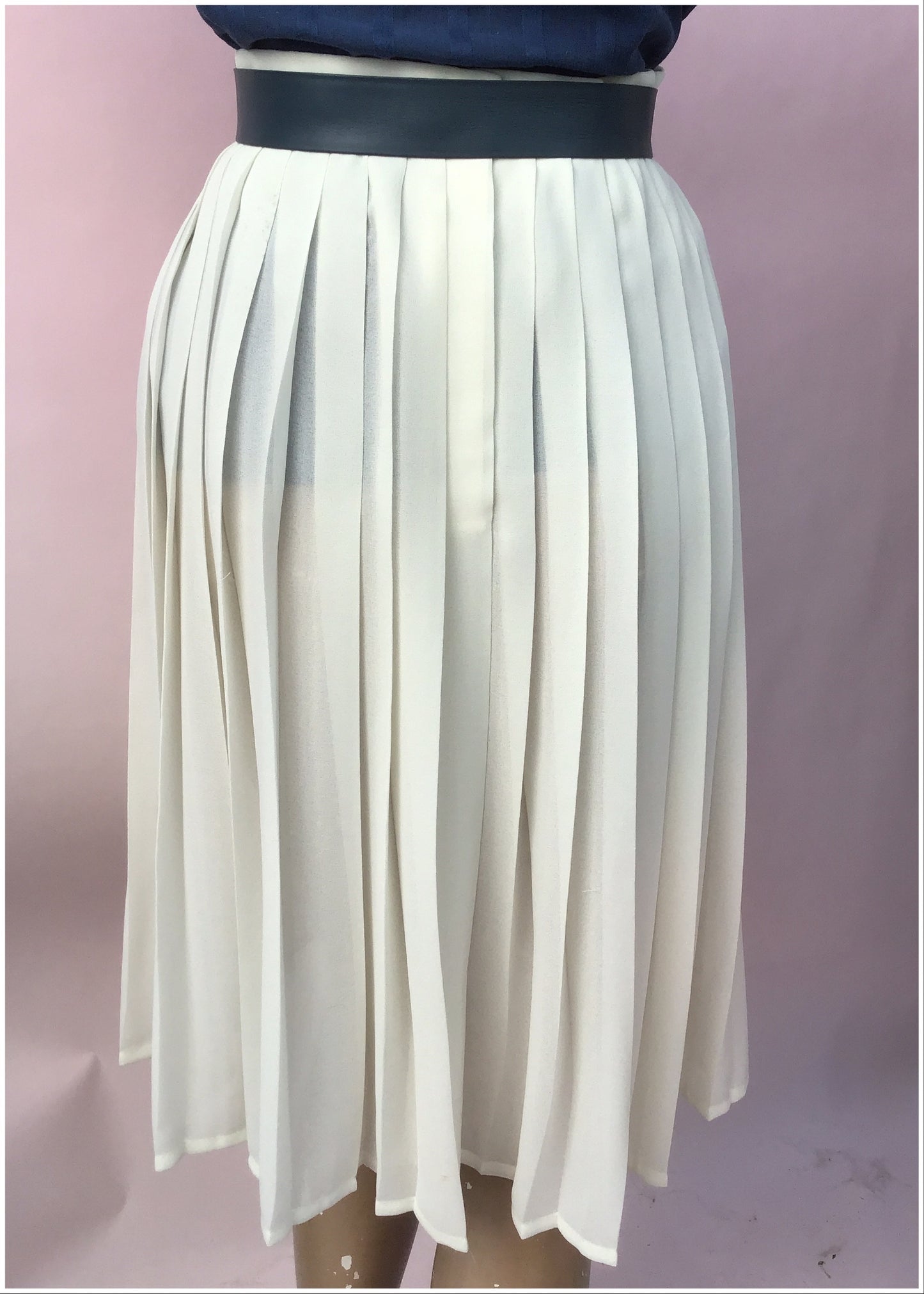 1970s Vintage Sheer Cream Pleated Sunray Skirt by M&S