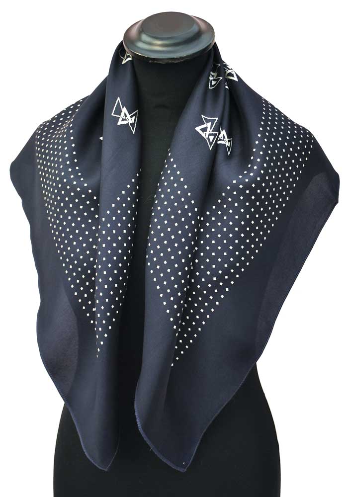vintage 1940s navy blue rayon scarf