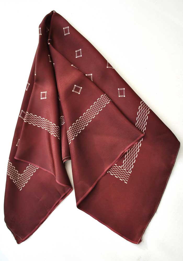 genuine vintage 1950s wine red rayon scarf