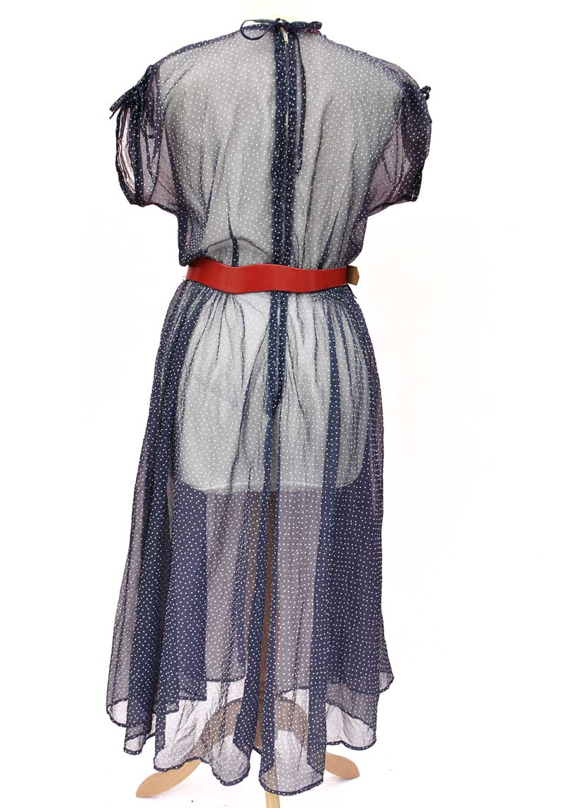 Vintage 30s Sheer Blue Spotty Dress • Polka Dots • 1930s Organdy Dress