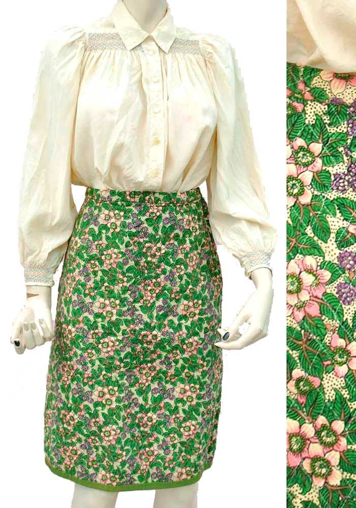 Vintage liberty print quilted skirt from the late 1950s early 60s, blackberry printed skirt