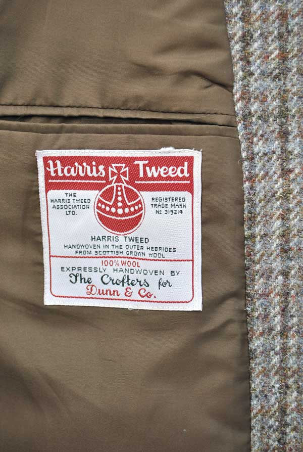 Vintage Grey Harris Tweed Sports Jacket Dunn Co 46R Top