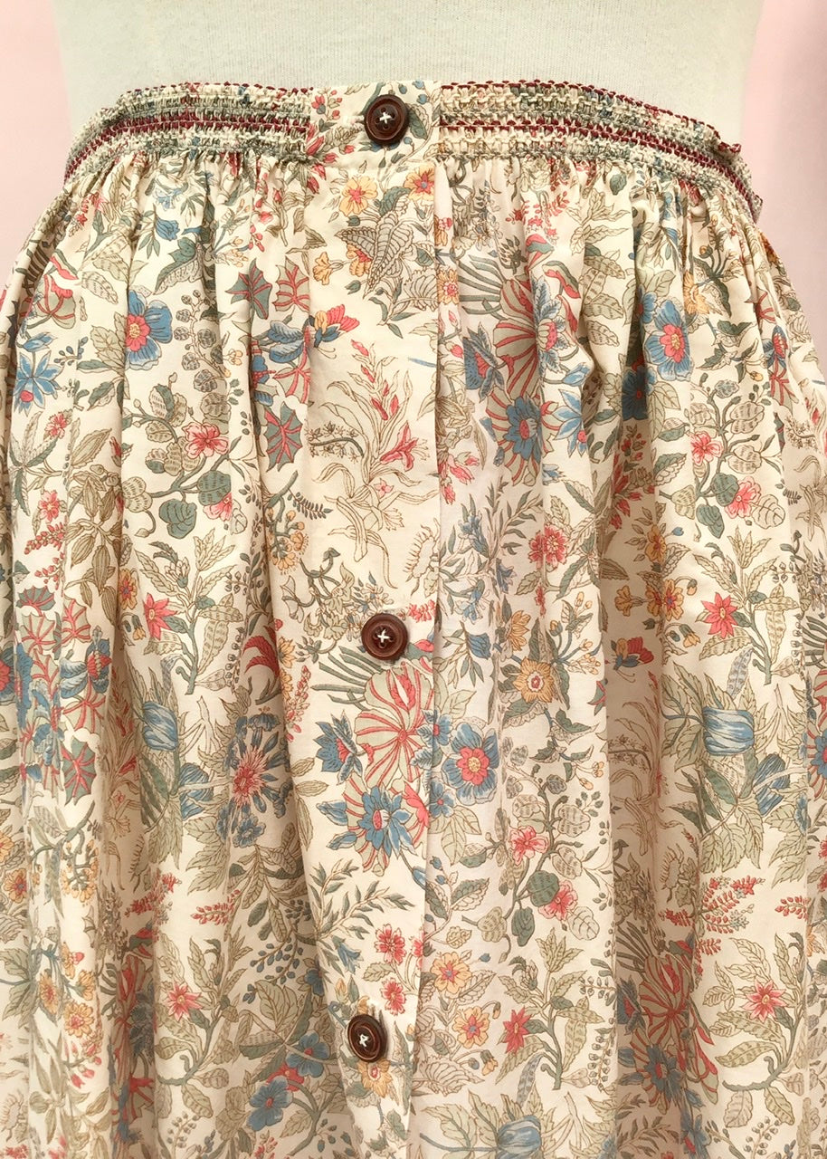 1970s Vintage Liberty Print Chintz Floral Cotton Summer Skirt Top Notch Vintage