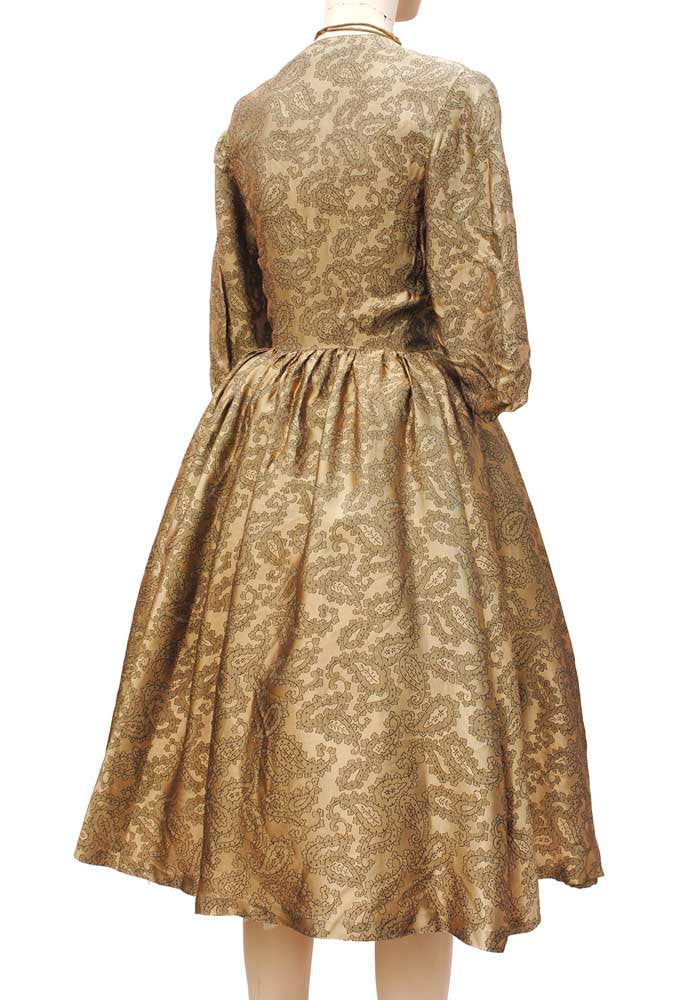 Gold vintage cheap dress 1950s cocktail