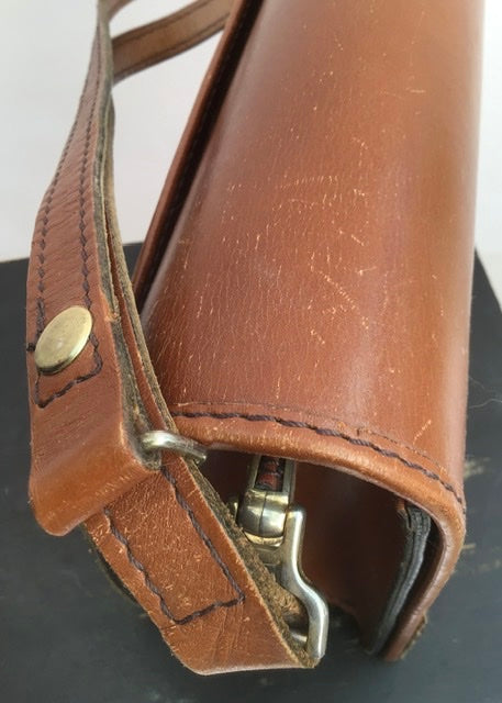 Vintage 70s Tan Brown Leather Satchel Shoulder Bag