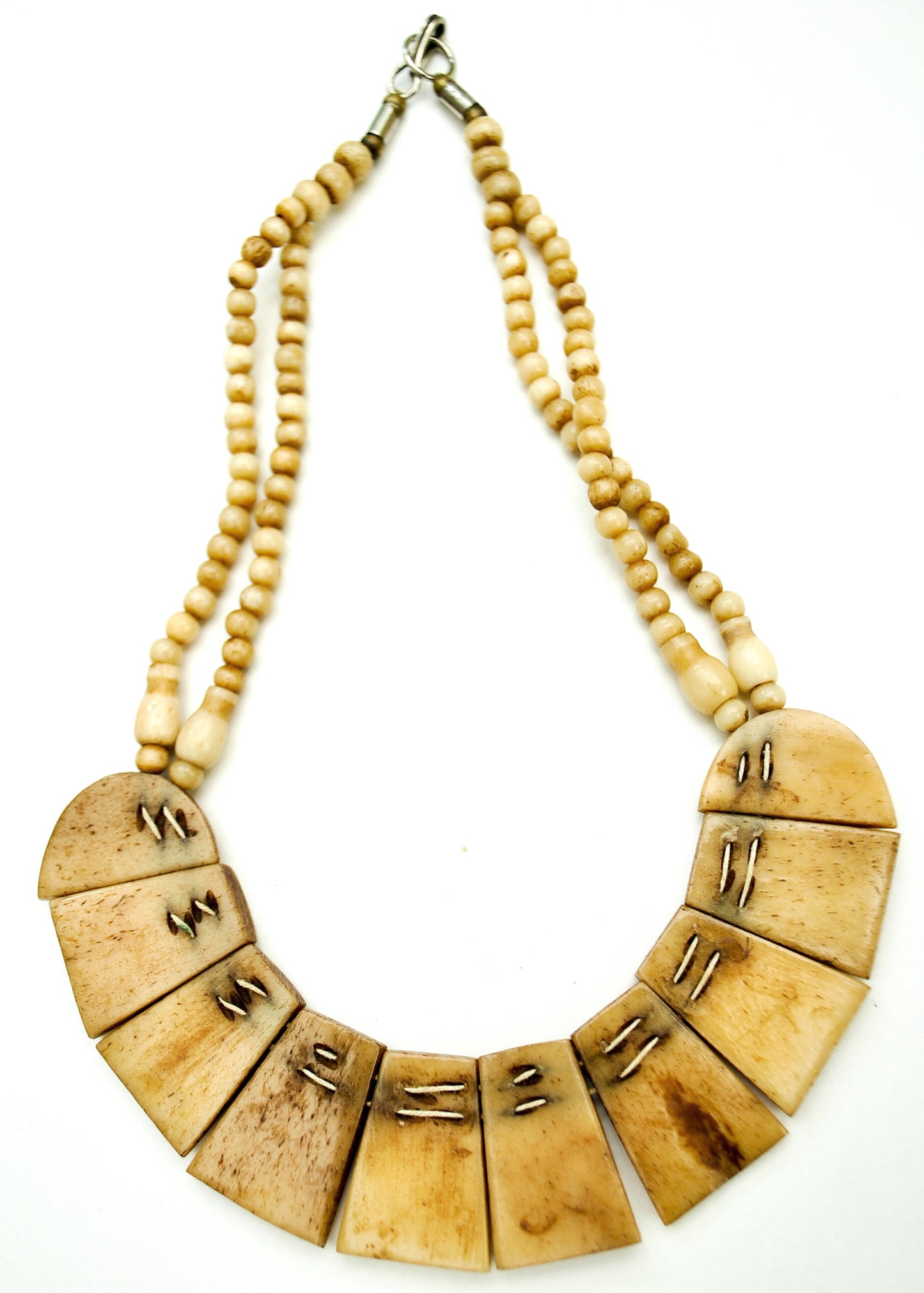 Vintage Carved Yak Tooth Tibetan Buddhism Necklace