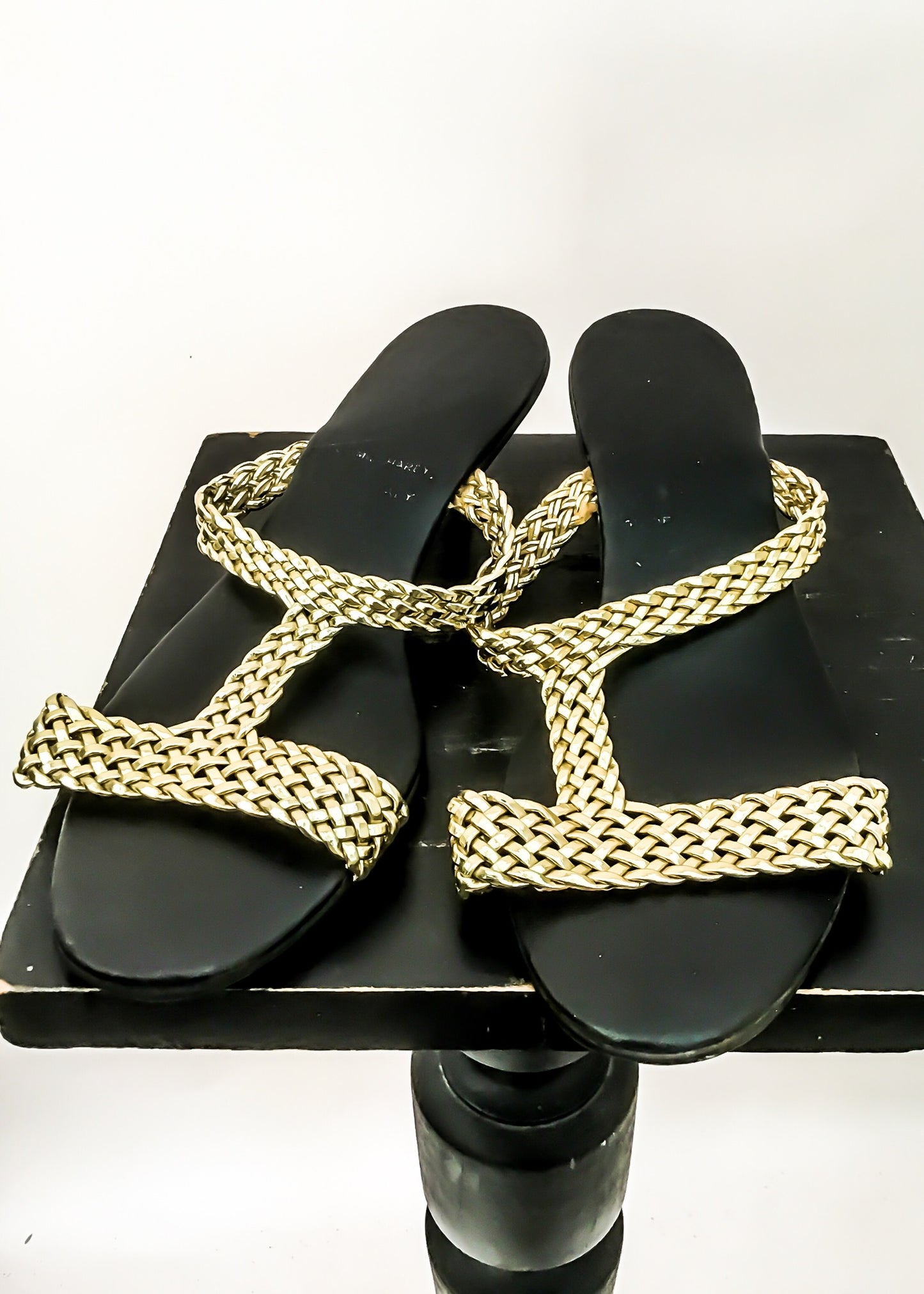 1970s Vintage Gold Mules Shoes • Sandals • size 3.5