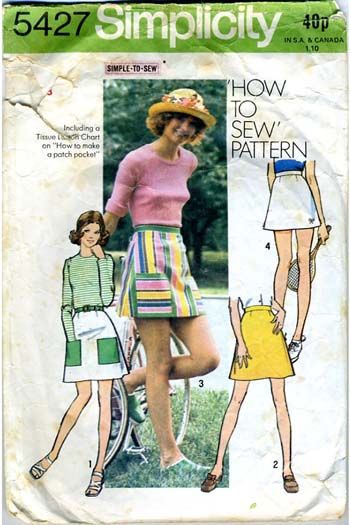1970s Vintage Miniskirt Dressmaking Pattern Simplicity 5427