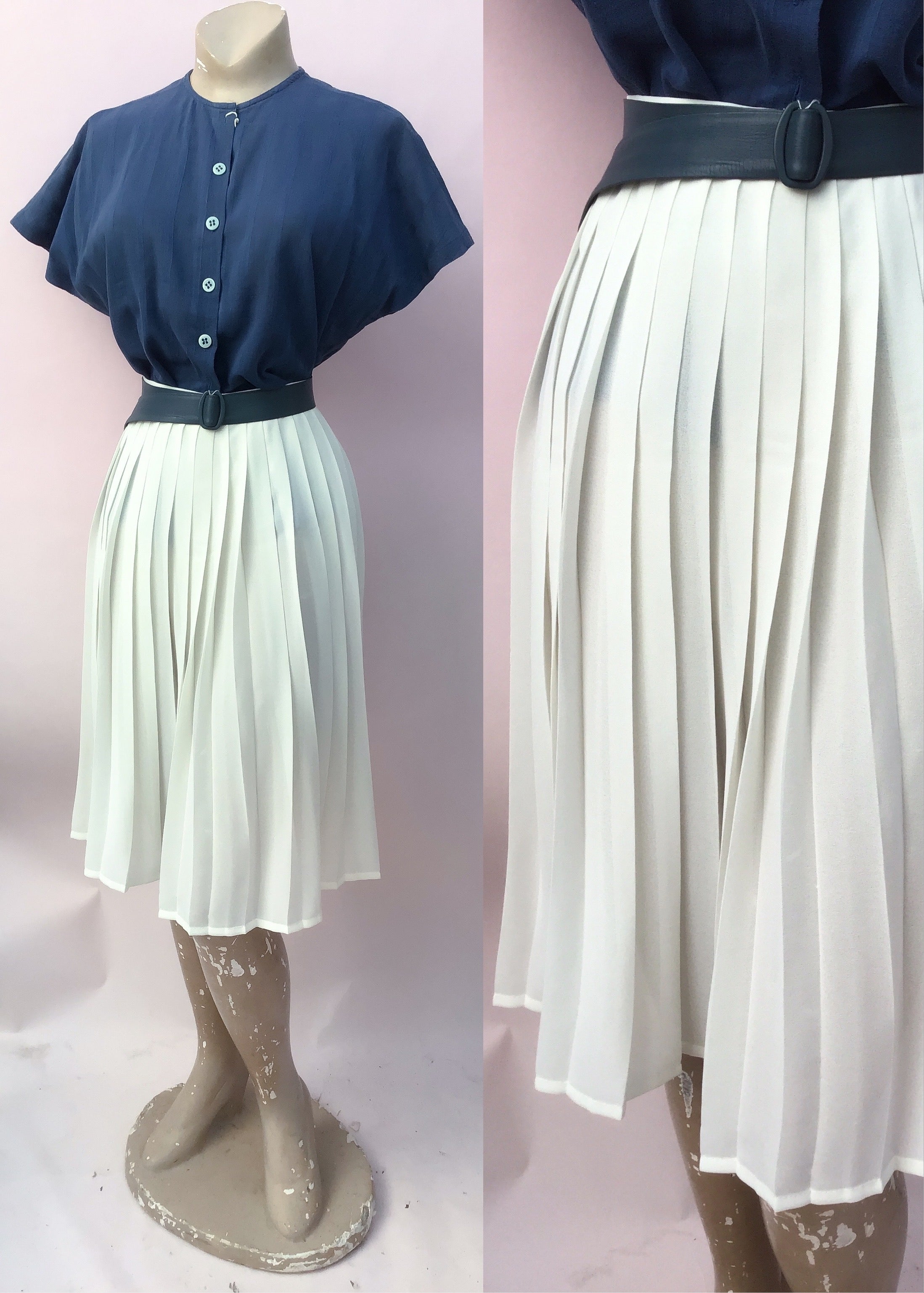 70s long cheap pleated skirt