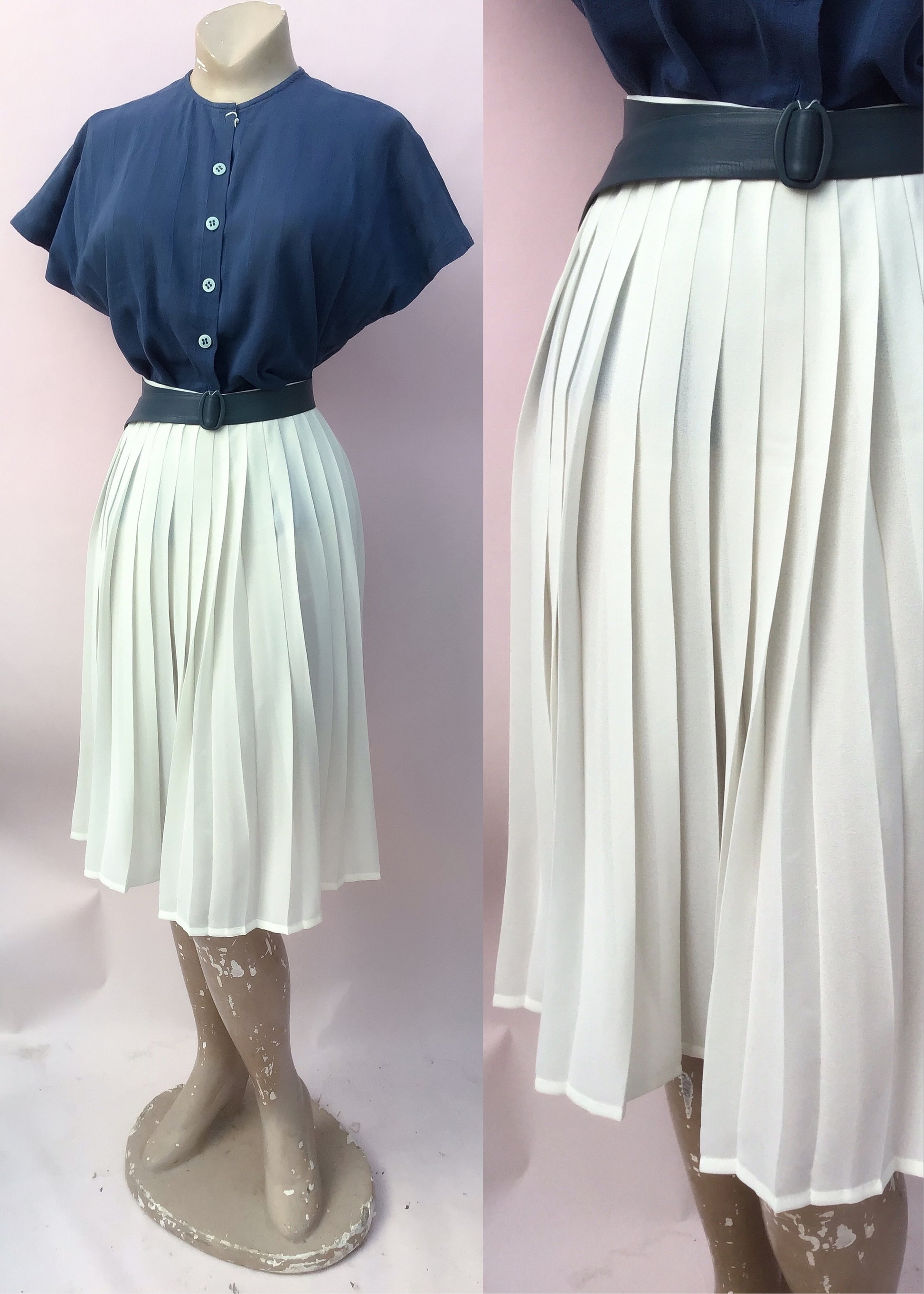 Vintage 70s cream Sunray pleated skirt by st michael. Size 14/16