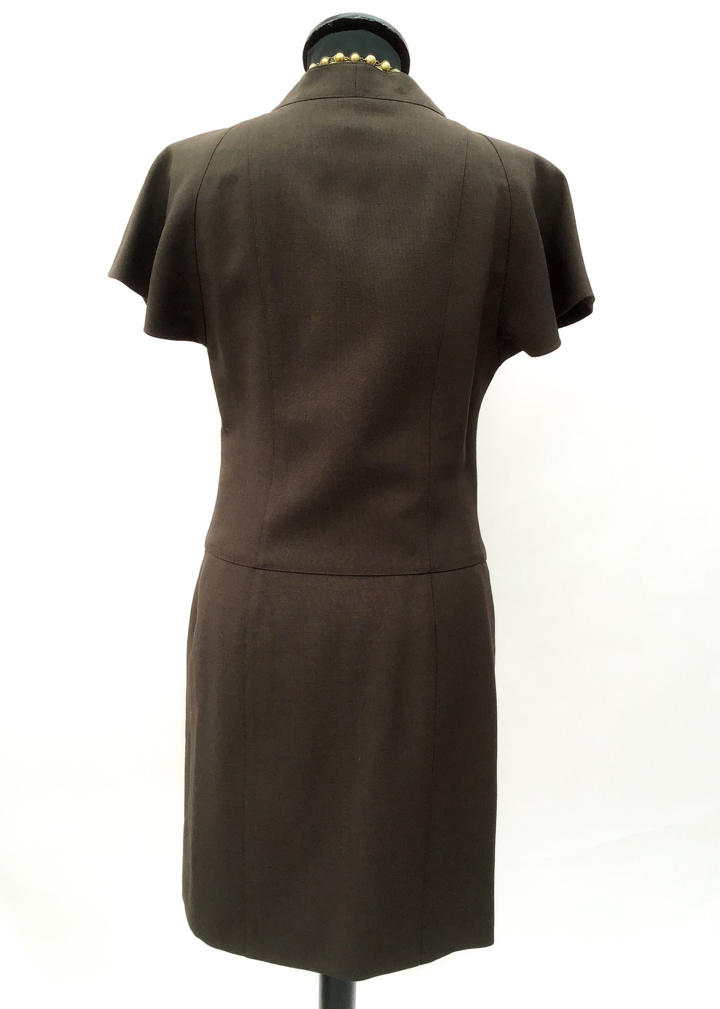 1980s Brown Short Sleeve Wiggle Shift Dress by Karl Lagerfeld