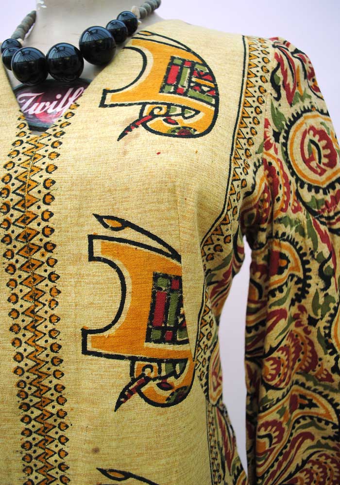 vintage 60s indian cotton maxi kaftan dress