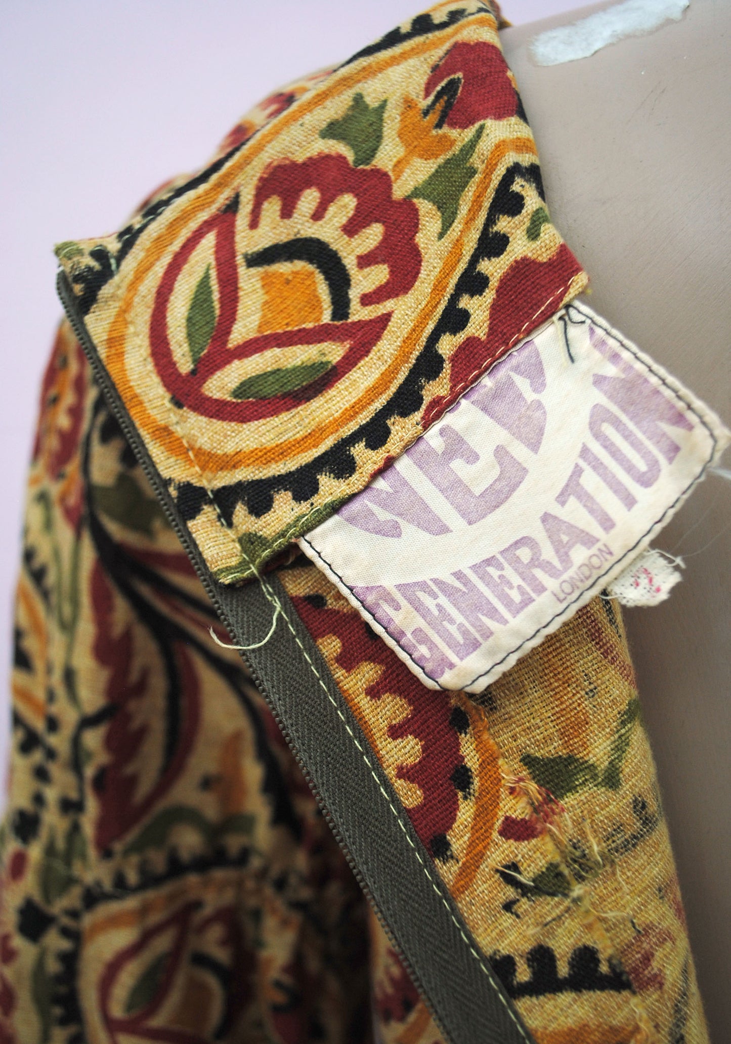 1960s Vintage Block Printed Paisley Bell Sleeve Kaftan Dress • New Generation Boutique