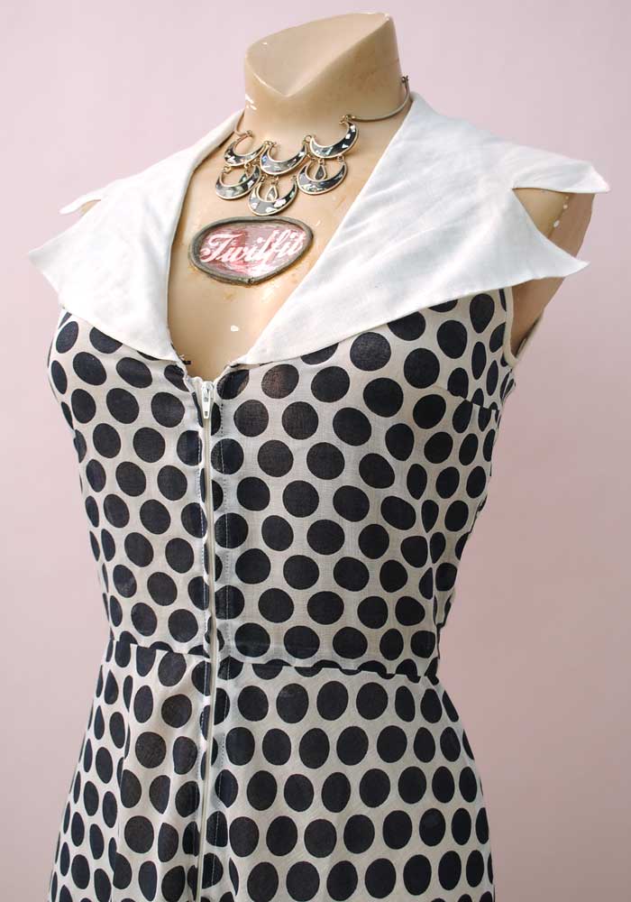 zip front cotton vintage 60s dress