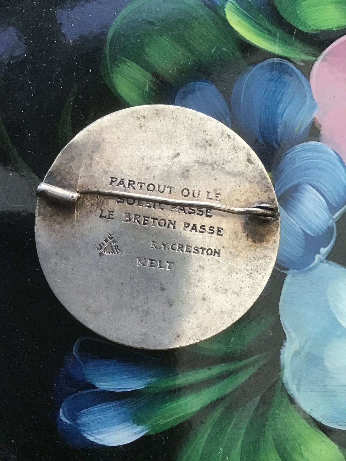 Vintage Silver Breton Passe Brooch Kelt French Pin Signed & Hallmarked