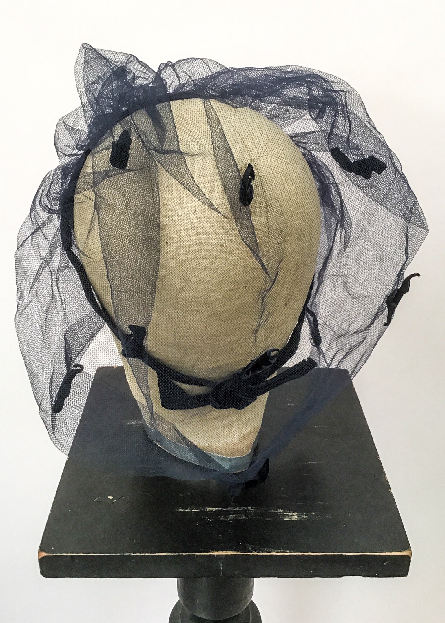 1940s 50s blue netted velvet fascinator hat veil