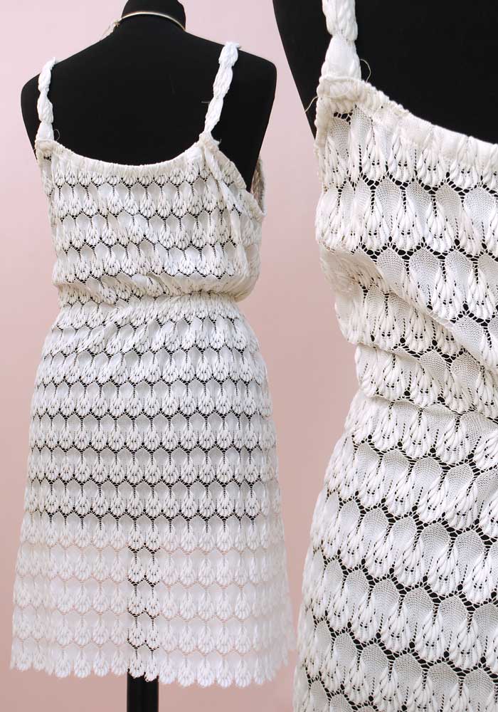 vintage 70s white crochet dress