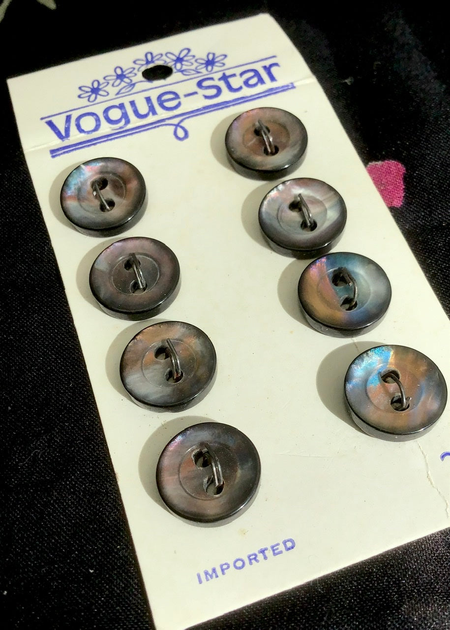 vintage vogue star mother of pearl dark iridescent grey buttons
