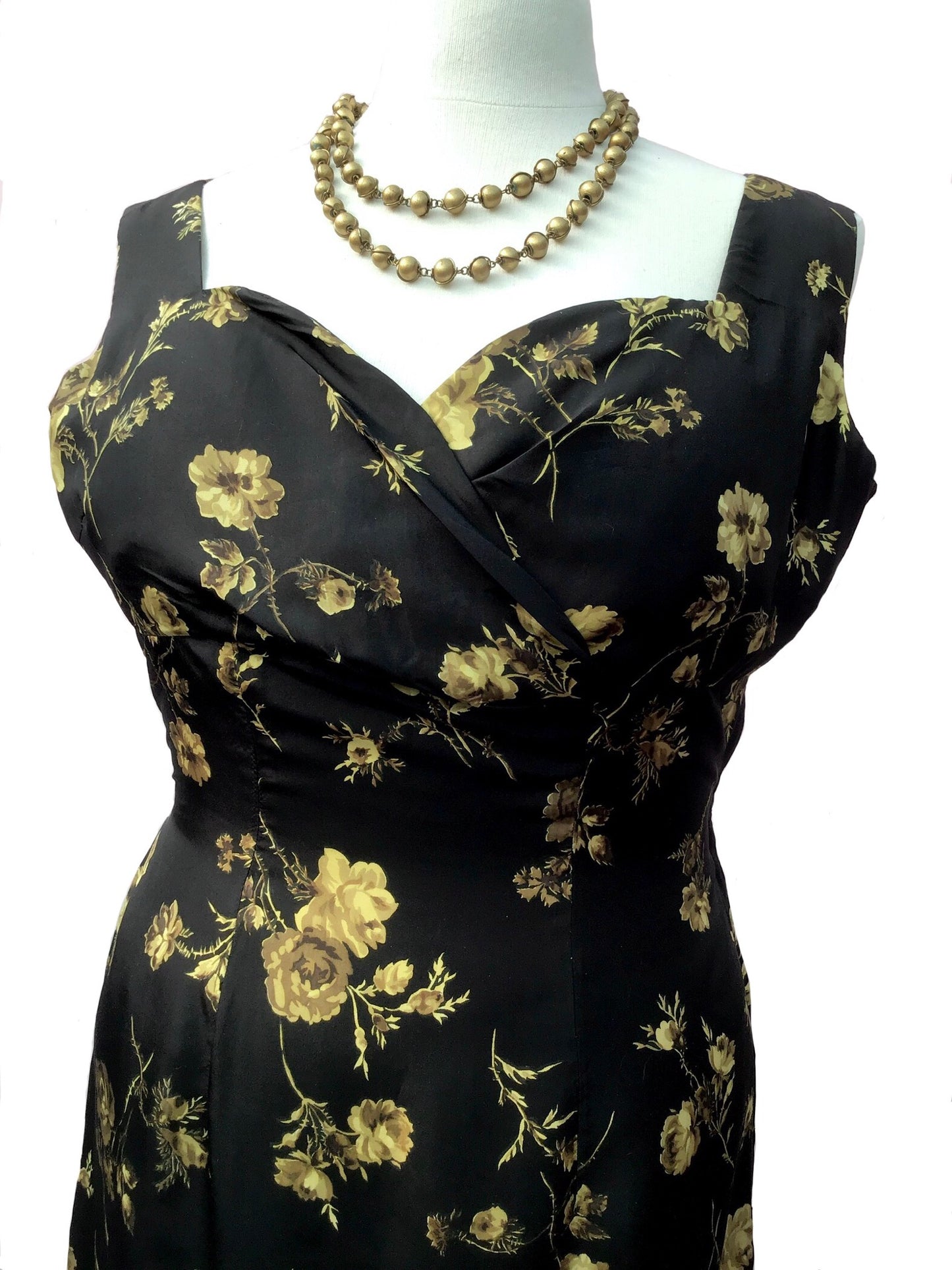 1960s Vintage Frederick Starke Black Floral Silk Dress Set with Box Jacket
