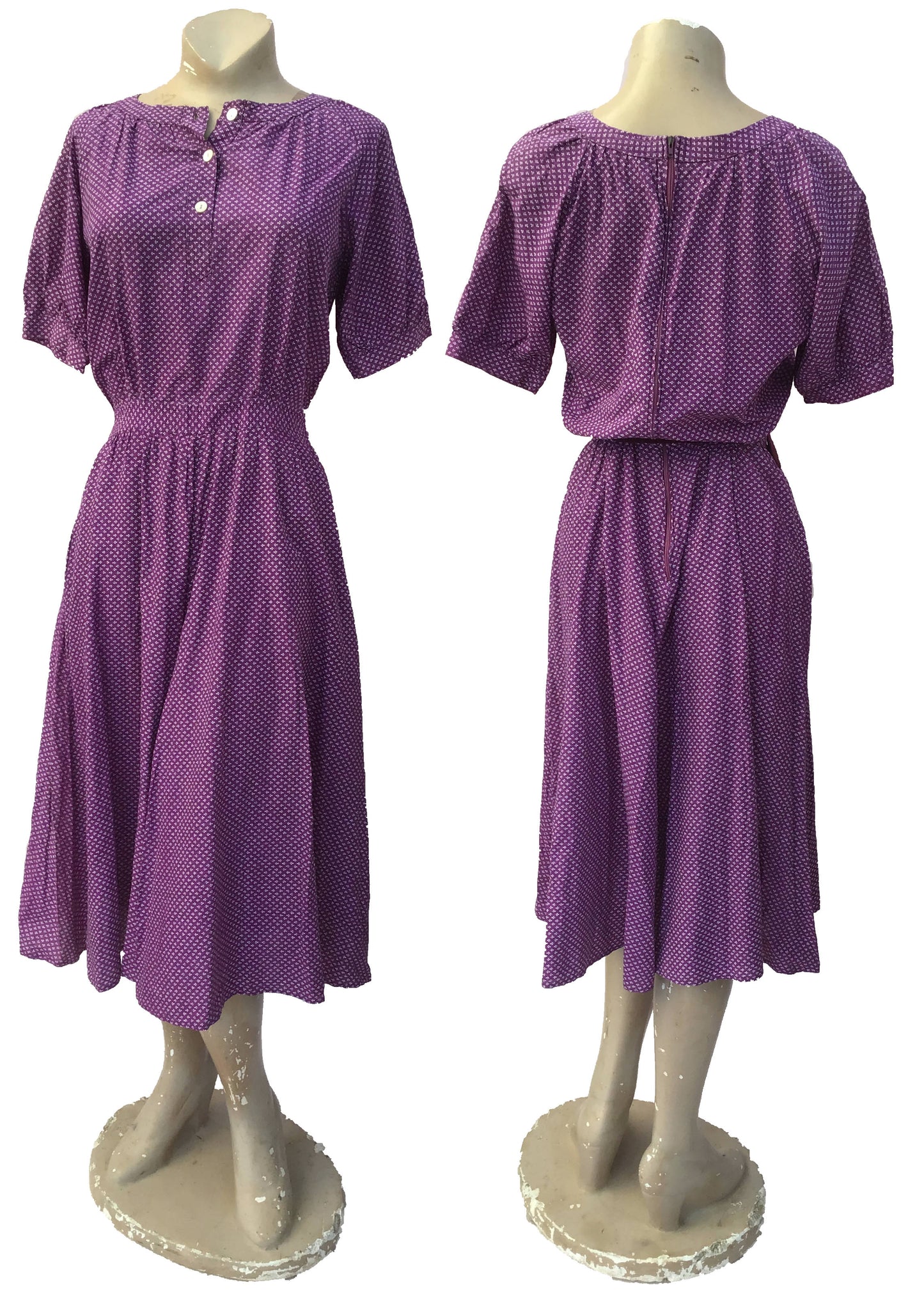 Vintage 70s Laura Ashley Welsh Label Purple Cotton Dress