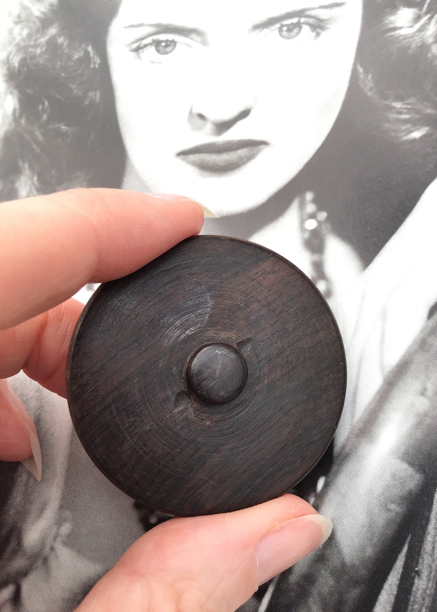 1940s Vintage Large Wood Galalith Plastic Button