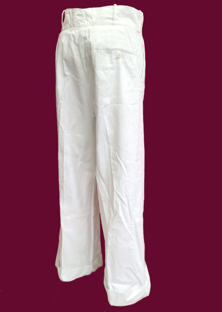 Men's Vintage White Royal Navy Bell Bottom Trousers