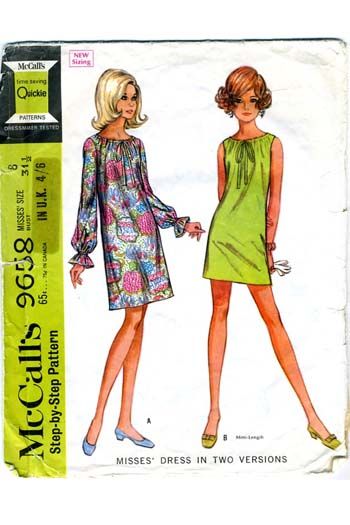 1960s Vintage Shift Dress McCalls 9658 Dressmaking Pattern