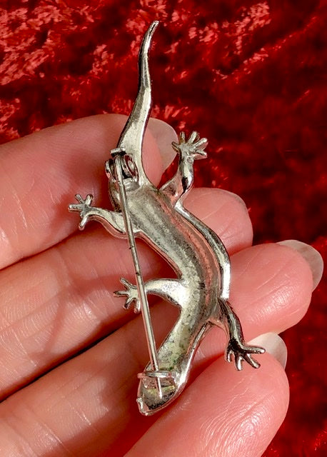 Vintage Marcasite Salamander Lizard Brooch Pin