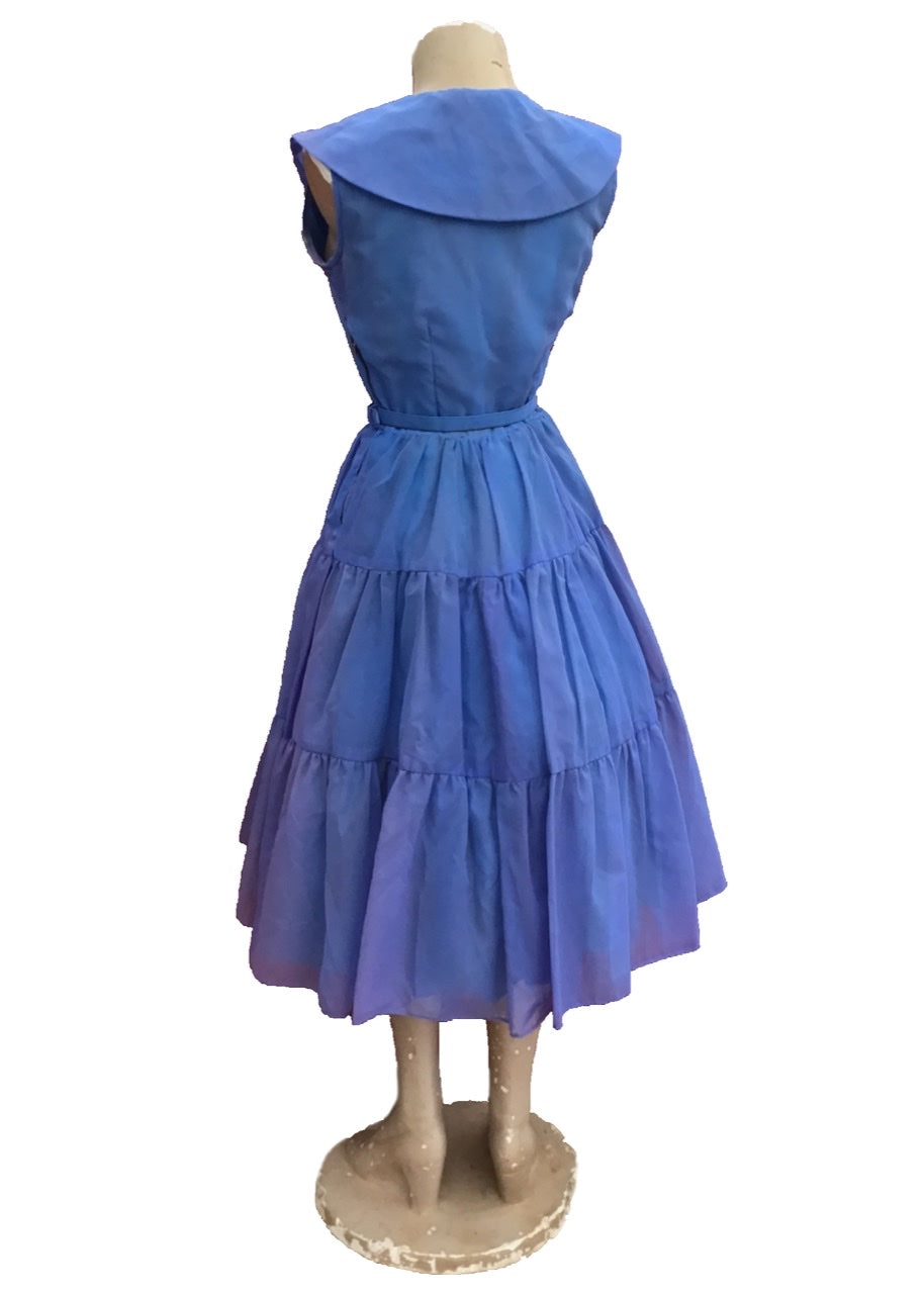 Vintage 1950s Periwinkle Blue Chiffon Cocktail Dress