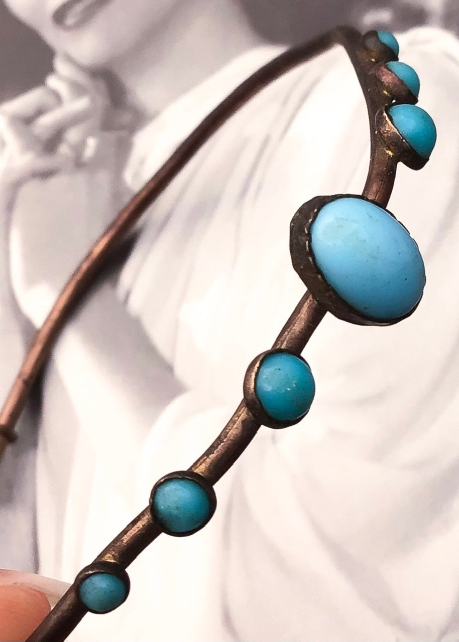 Antique Child’s Victorian Adjustable Copper Bracelet | Turquoise Stones