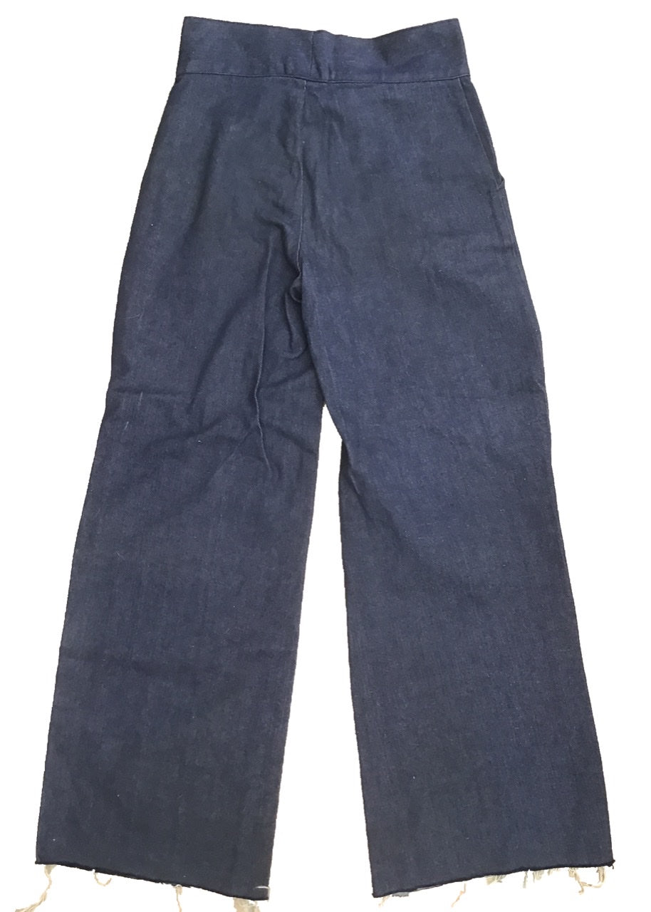 1970s Vintage Blue Denim High Waist Northern Soul Jeans • 30”W